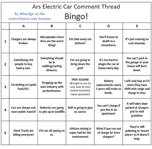 electric car bingo