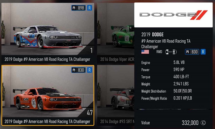 2019 Dodge #9 American V8 Road Racing TA Challenger