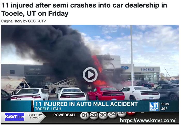 Truck rams dealership (crash)
