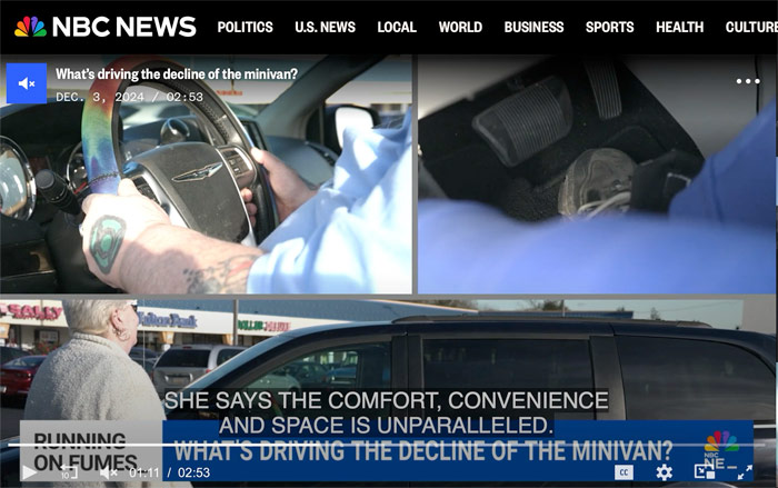 Death of the minivan NBC news story with Mattie